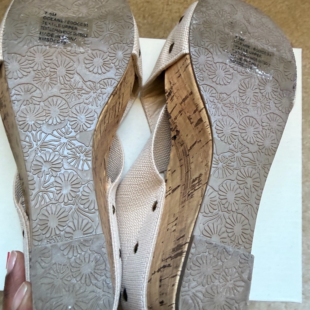 Esprit Beige Cork Wedge Slide Sandals - Picture 5 of 7